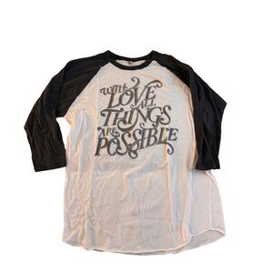 American Apparel Black and White Raglan Tee 3/4 Sleeve